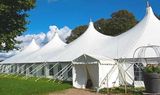 high-quality porta potties stationed at a wedding, meeting the needs of guests throughout the outdoor reception in Danville